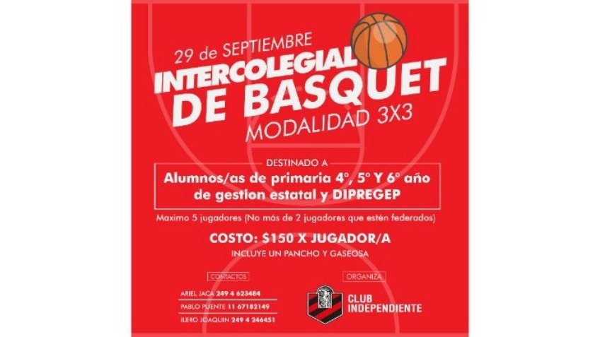 Independiente organiza un Intercolegial de básquet 3X3